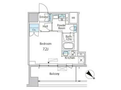 エムエー月島(1K/8階)の間取り写真
