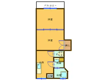 川村ビル(2K/3階)の間取り写真
