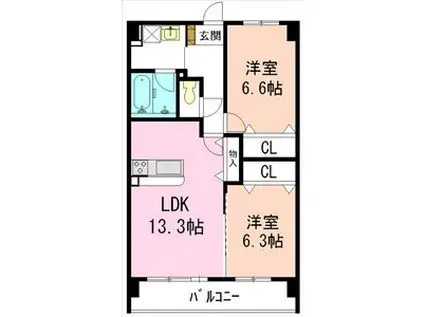 レージュ信和(2LDK/2階)の間取り写真