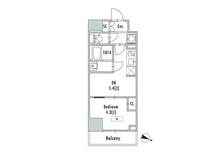 GRANPASEO東十条(1DK/6階)の間取り写真