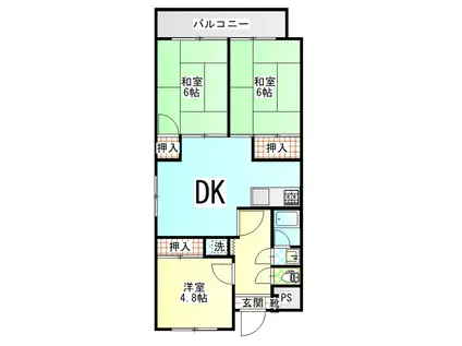 桃山ハイツ(3DK/2階)の間取り写真