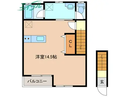 四日市あすなろう鉄道 西日野駅 徒歩4分 2階建 築2年(ワンルーム/2階)の間取り写真