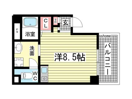 COCOはうす(ワンルーム/3階)の間取り写真