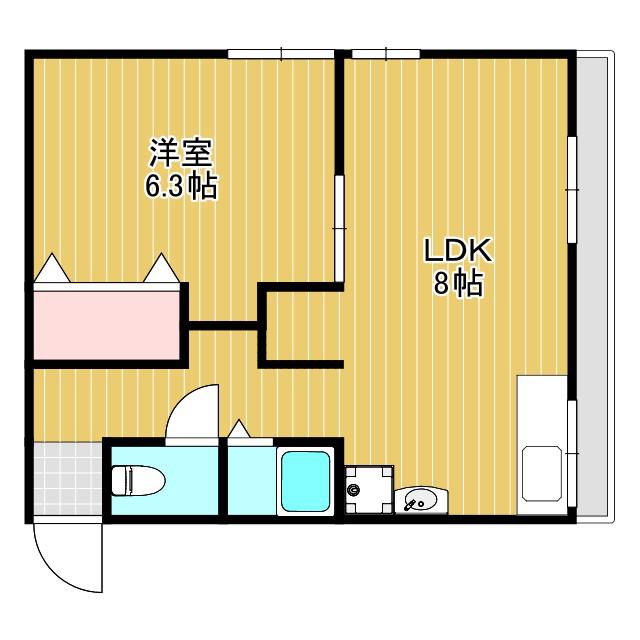 愛名マンション(1LDK/3階)の間取り写真