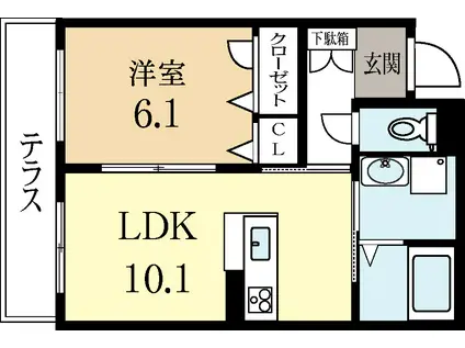 シャーメゾンプルメリア(1LDK/1階)の間取り写真