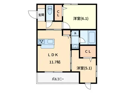 べナード武蔵浦和(2LDK/2階)の間取り写真