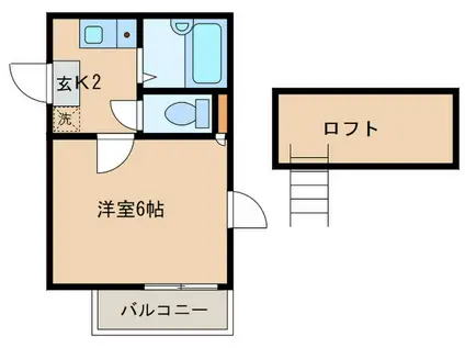 ラフィーネ香椎参道(1K/2階)の間取り写真