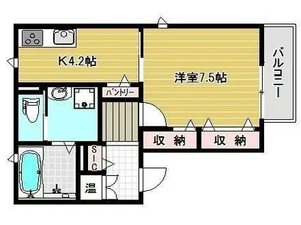 シャロームⅡ(1LDK/2階)の間取り写真