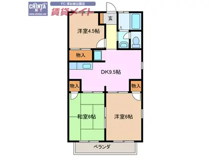 御殿場レジデンスI(3DK/2階)の間取り写真