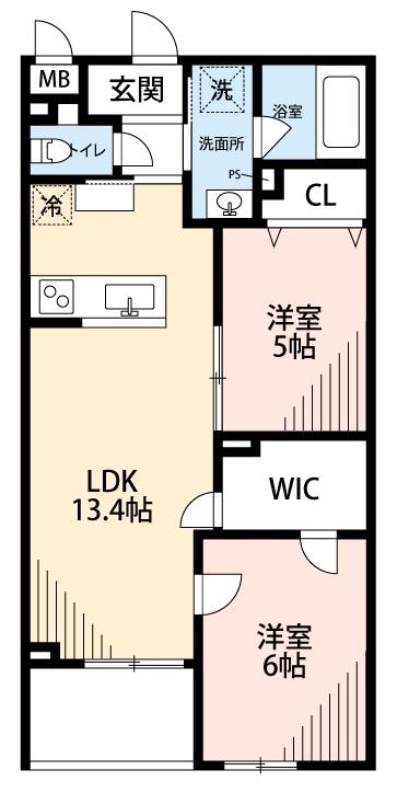 プエンテリア岡崎(2LDK/2階)の間取り写真