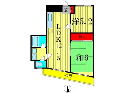 紀伊国屋マンション(2LDK/7階)の間取り写真