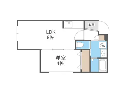 ラフィーネ西町北(1LDK/4階)の間取り写真