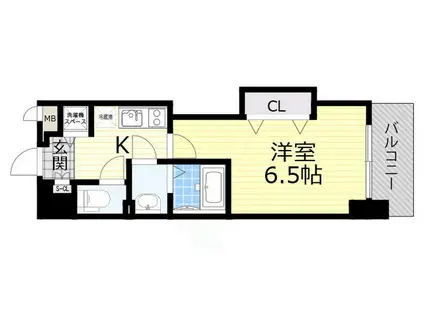 ラグゼ難波西Ⅰ(1K/5階)の間取り写真