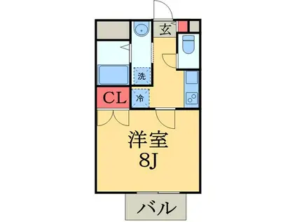 アムールPETIT(1K/2階)の間取り写真