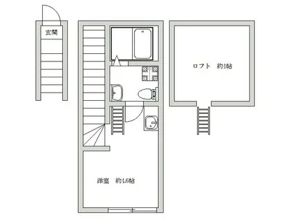 CACHETTE篠崎(ワンルーム/2階)の間取り写真