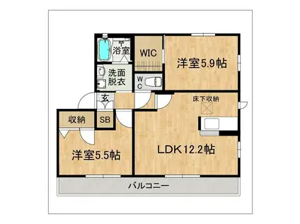 プレジュールメゾン若宮(2LDK/2階)の間取り写真