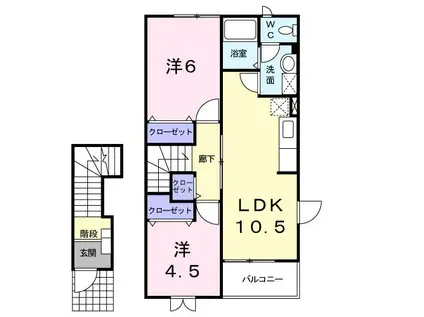 パディー・フィールド(2LDK/2階)の間取り写真