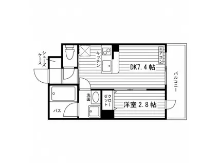 ミルディエス向山(1DK/2階)の間取り写真