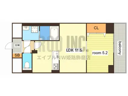MISTRAL姫路駅前V忍町(1LDK/8階)の間取り写真