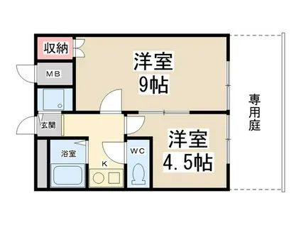 シャンテ中山(2K/1階)の間取り写真