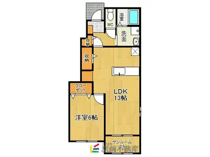 メゾン・ド・ベル I(1LDK/1階)の間取り写真