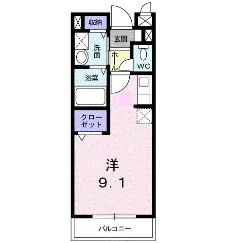 エクレール古結V(ワンルーム/2階)の間取り写真