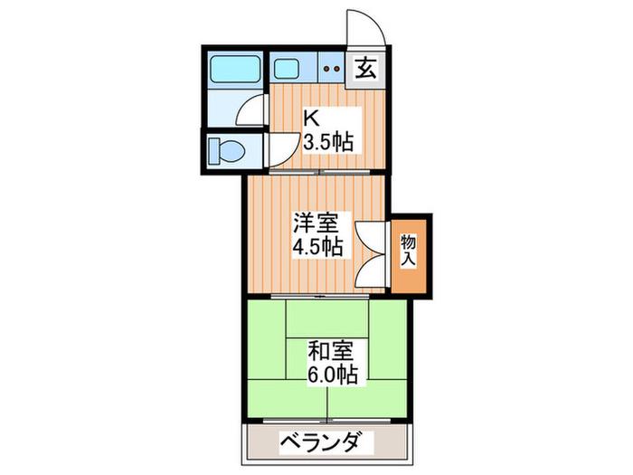 ハイツ北之町B棟(2K/3階)の間取り写真