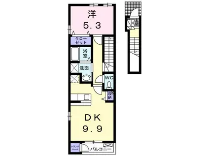 カーサ・フィオーレ(1LDK/2階)の間取り写真