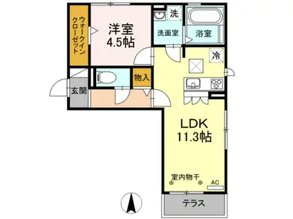 ルミエール(1LDK/1階)の間取り写真