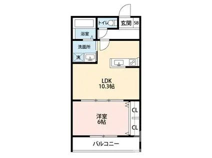 REGIES堺七道(1LDK/2階)の間取り写真