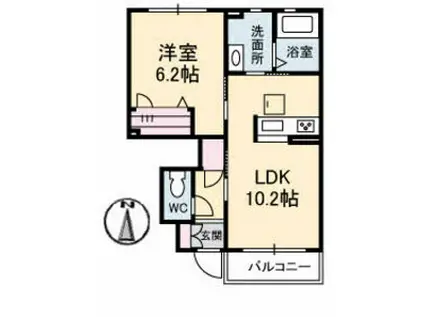 シャ一メゾンエリシオン(1LDK/1階)の間取り写真