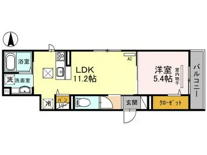 D-ROOM西難波町(1LDK/2階)の間取り写真