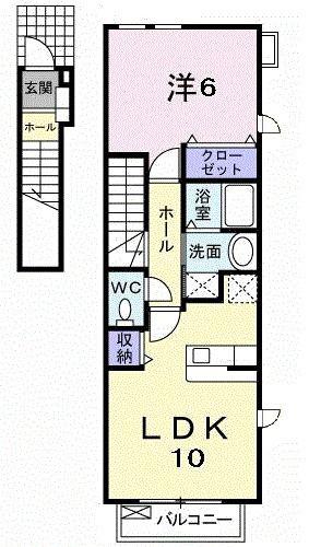 リラ・ハウス(1LDK/2階)の間取り写真