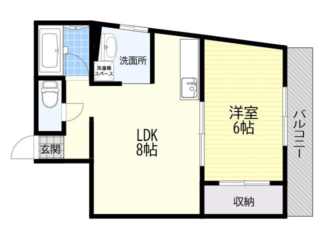 ウスヰマンション(1LDK/3階)の間取り写真