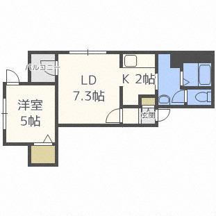 ゼスティ東札幌アネックス(1LDK/1階)の間取り写真