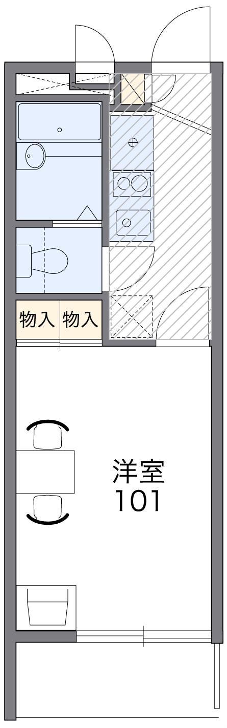 ベルグランデA(1K/1階)の間取り写真