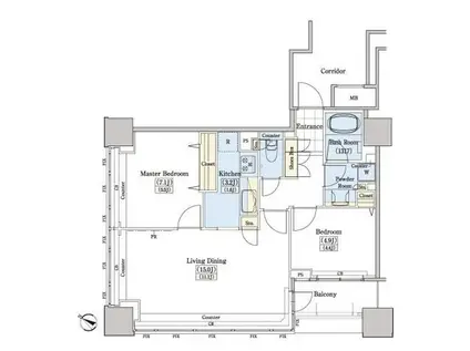 レジディアタワー上池袋(2LDK/14階)の間取り写真