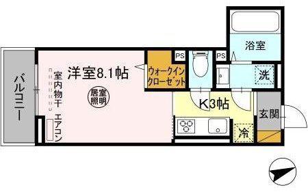 D-ROOM椿森1丁目B(1K/3階)の間取り写真