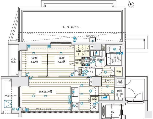 B CITY 高田馬場 ALIVIE(2LDK/6階)の間取り写真