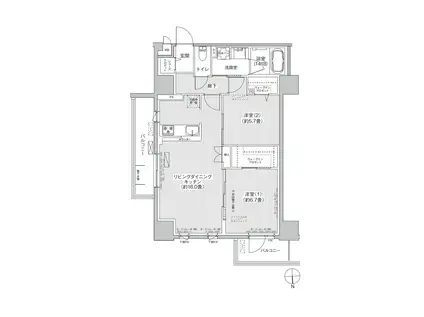 グランシャルール武蔵境(2LDK/7階)の間取り写真