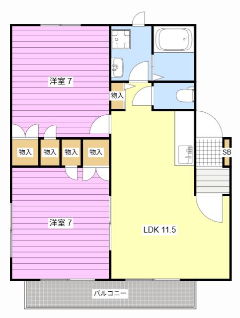 MMC上西(2LDK/2階)の間取り写真