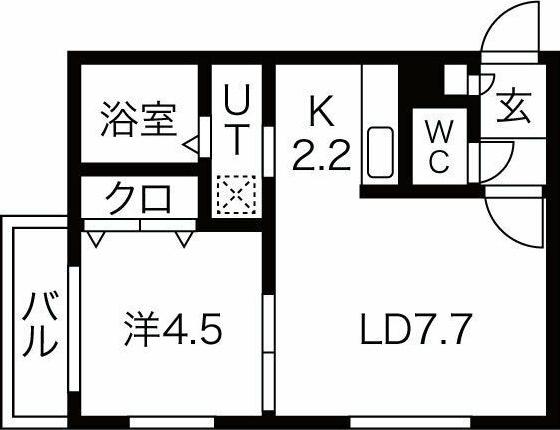 バルボーニL・A(1LDK/1階)の間取り写真