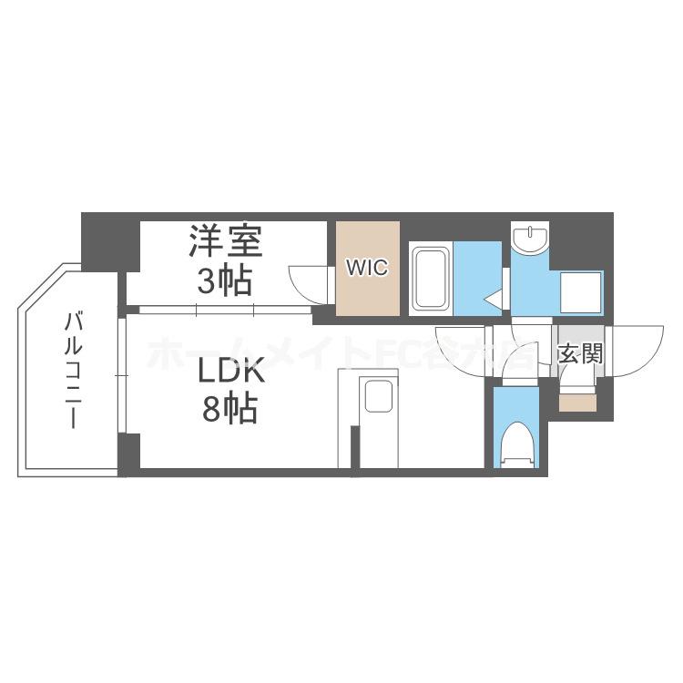 エスリード大阪城イースト(1LDK/2階)の間取り写真