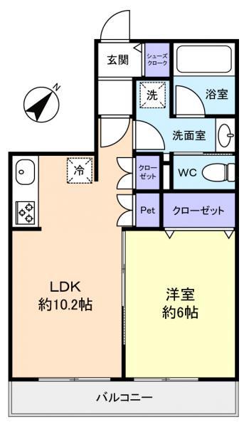 UPFIELD(1LDK/3階)の間取り写真