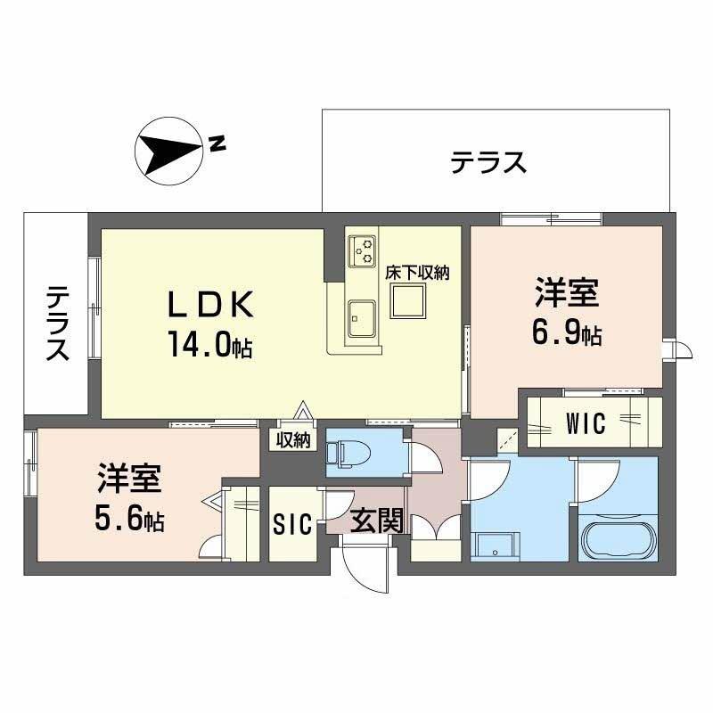 シャーメゾン渋川III(2LDK/1階)の間取り写真
