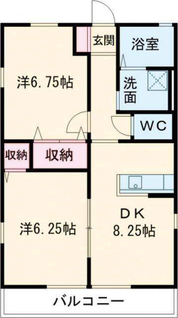 ルミエールいいくらB(2DK/2階)の間取り写真