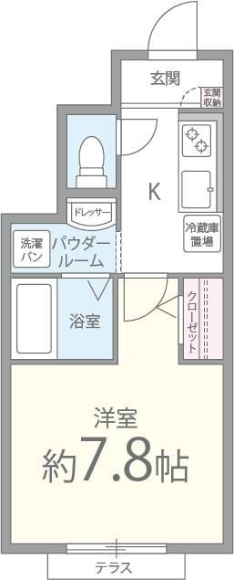 アレグレス栄町(1K/1階)の間取り写真