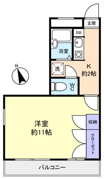 東葉高速鉄道 村上駅(千葉) 徒歩8分 2階建 築29年(1K/1階)の間取り写真