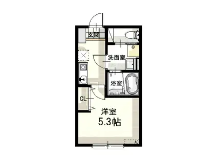 エスポワール(1K/2階)の間取り写真