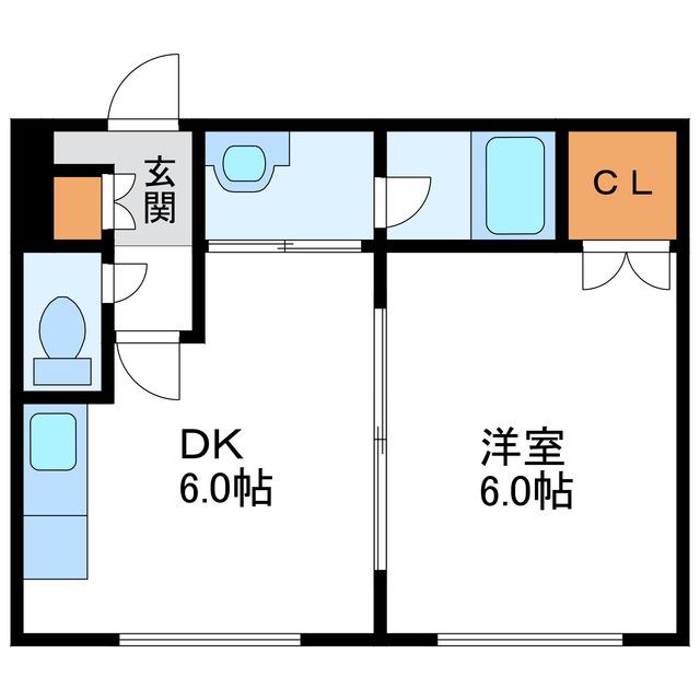 地下鉄南北線 北３４条駅 徒歩4分 4階建 築30年(1DK/2階)の間取り写真